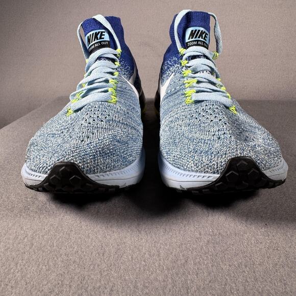 Nike Zoom All Out Flyknit Shoes Womens Size 8 Blue Volt Running Mid 845361-400 - Picture 7 of 13